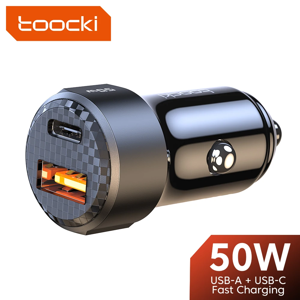 toocki USB Car Charger Fast Charging 50W PD Type C Quick Charge USB C