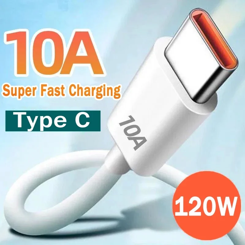 

10A 120W USB Type C USB C Cable Fast Charging Cable for Huawei Mate 40 50 Mobile Phone USB C Wire Data Cord for Xiaomi Samsung
