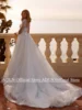 Woman Bride Wedding Dresses Customized Illusion Long Sleeves Flower Applique A Line Tulle Boho Bridal Gown Robe De Mariage 2