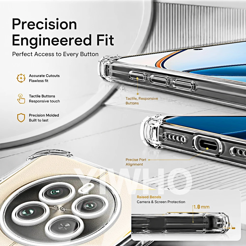 Transparent Shockproof TPU Back Cover - Clear Luxury Case, Set of 1/2/3/10 Pieces