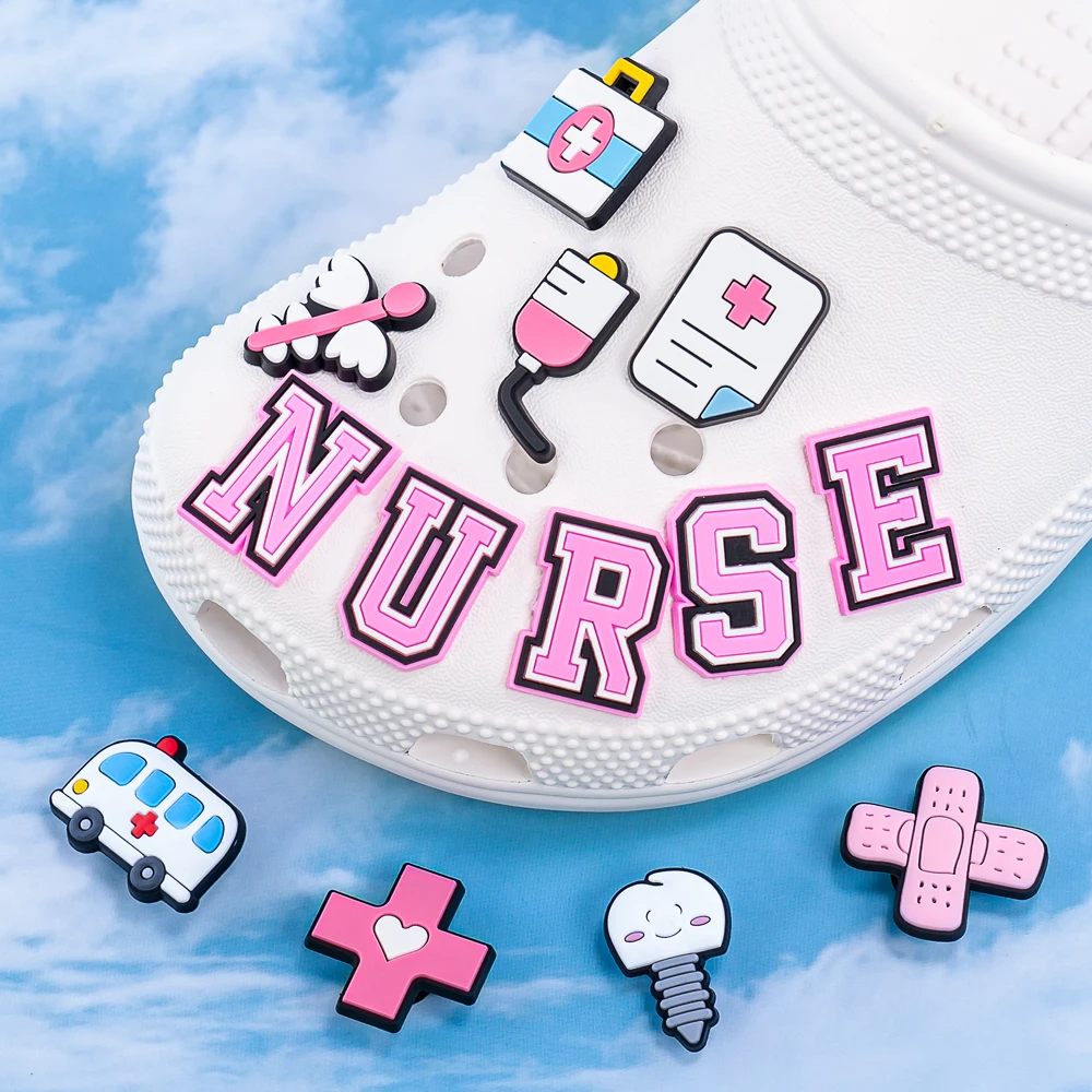 1/13pcs PVC Medical Shoe Charms Nurse Uniforms Stethoscope Shoe