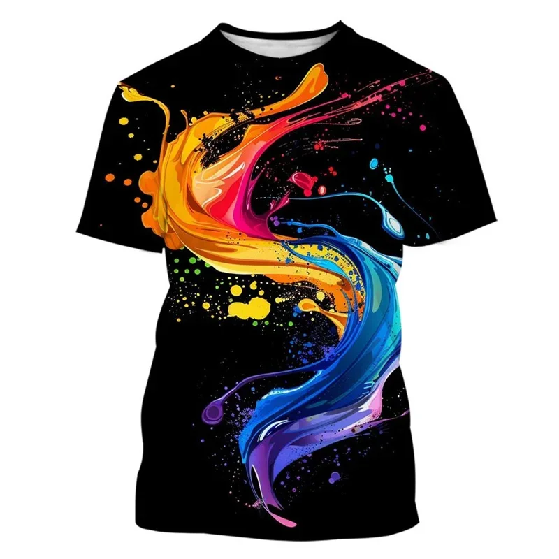 Colorful Paint Pattern T-shirt And Casual Shorts Set For Men_voghion.com
