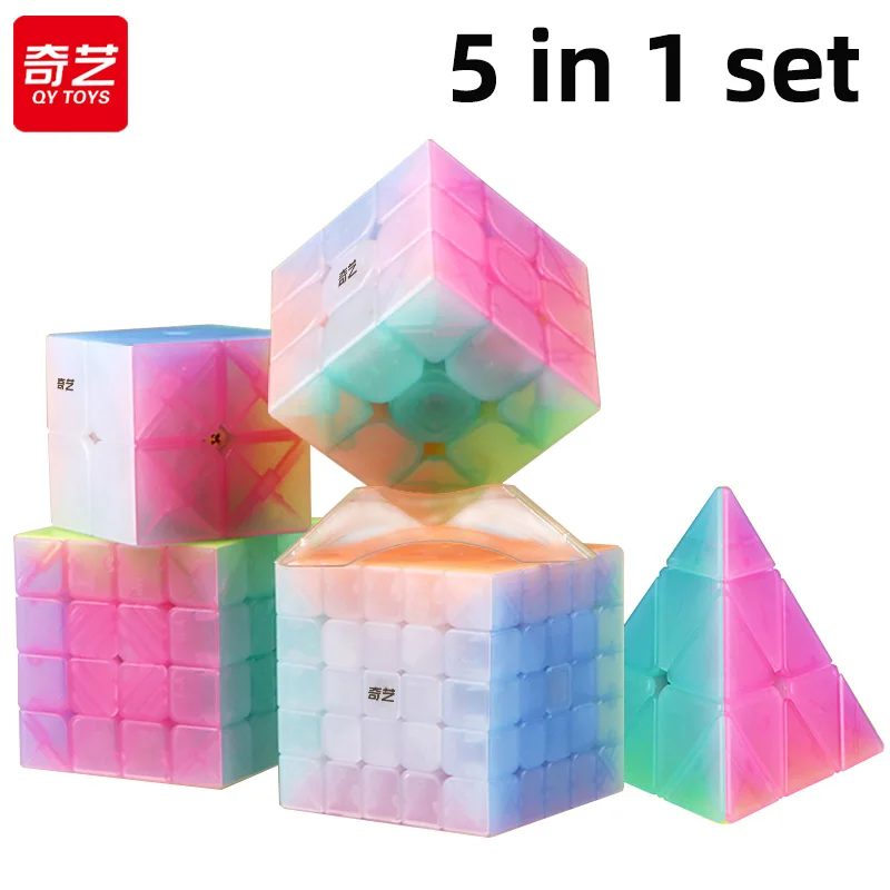 QiYi Jelly Color Speedcube 5 in 1 Set Professional Magic Cube Speed Puzzle  2x2 3x3 4x4 5x5 Pyraminx Original QY Toys Cubo Magico - AliExpress