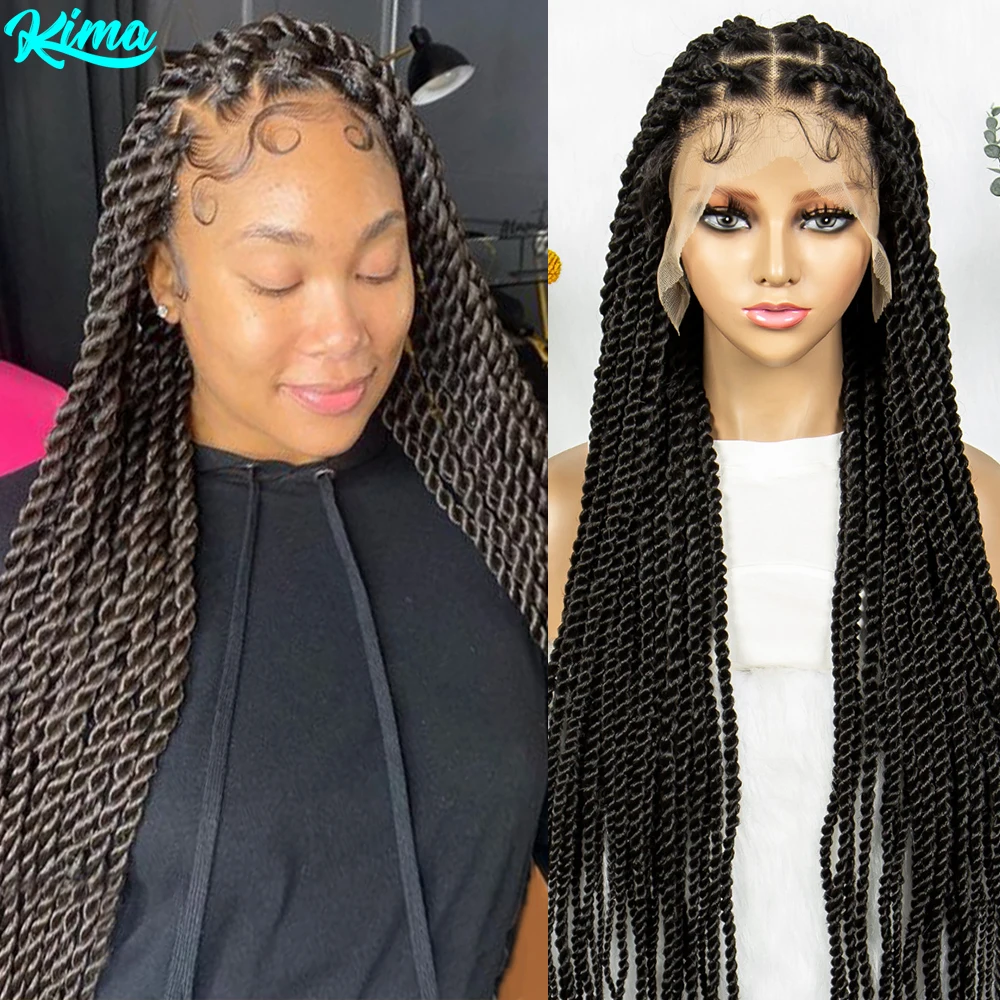 Real Shot High-Quality Twisted Braided Wig Transparent Full Lace Braids ...