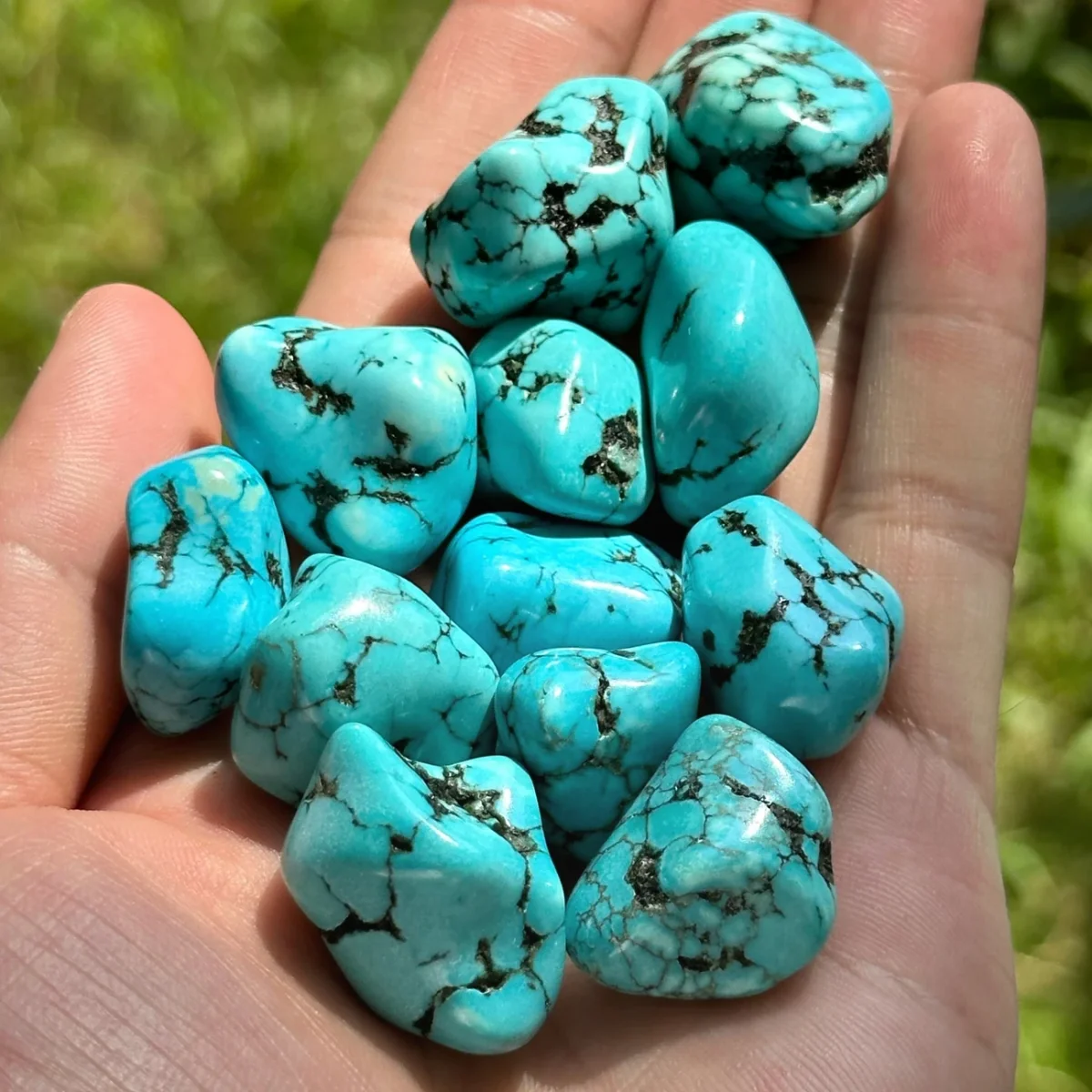50/100g Turquoise Stones Vibrant Blue-Green with Black Veins,for DIY ...
