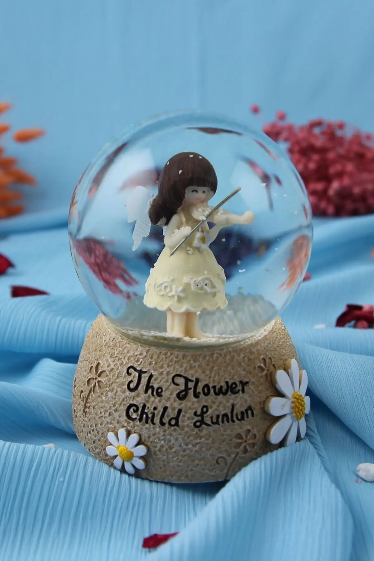 

Daisy Themed Musical Illuminated Snow Globe Medium Size Color Changing Gift Products Decorative Balls Home Office Products