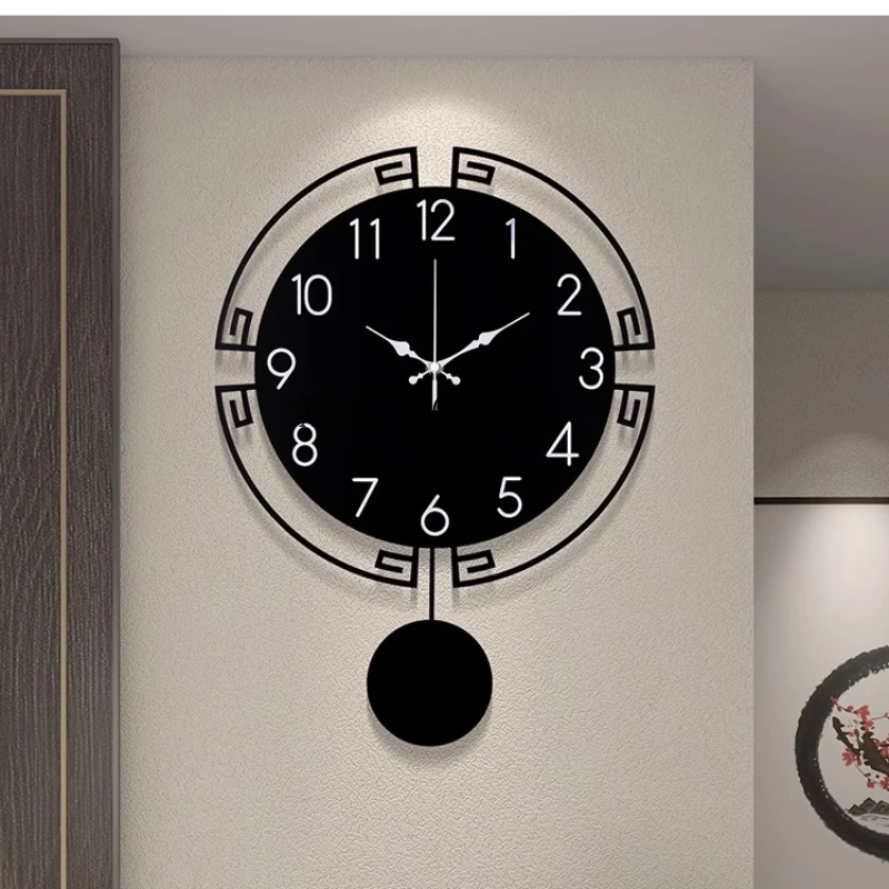 

New Chinese Wall Clock Living Room Home Atmospheric Restaurant Free Punch Wall Clock