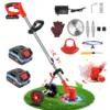 24V Cordless Grass String Trimmer 21000RPM Electric Lawn Mower Weed Adjustable Foldable Cutter Garden For Makita with 2 Battery 1
