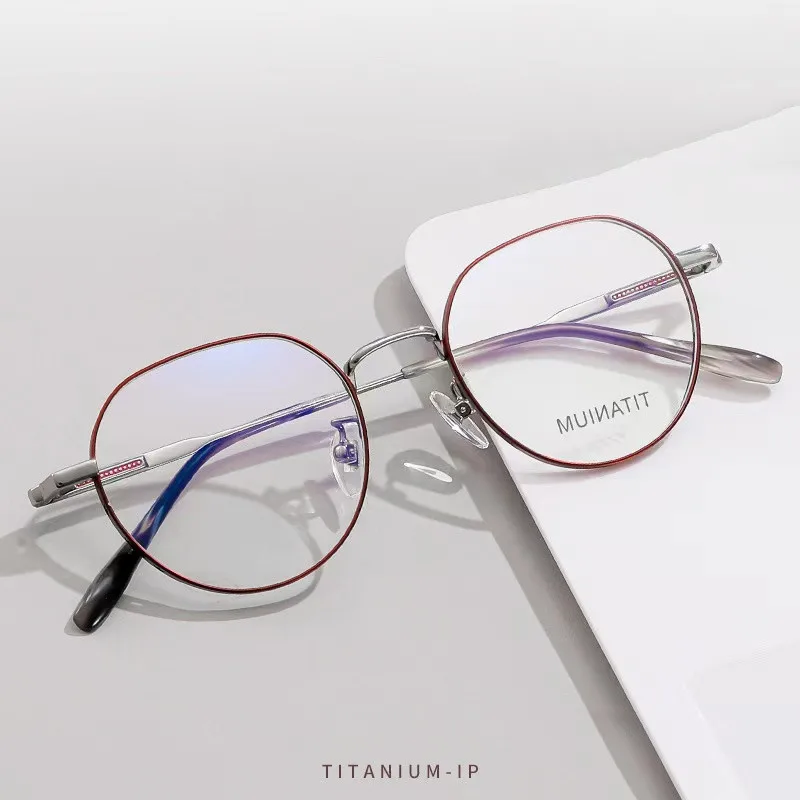 

49mm small Round Pure titanium Frames myopia Glasses Spectacles come with clear lenses Prescription eyeglass frame 69822