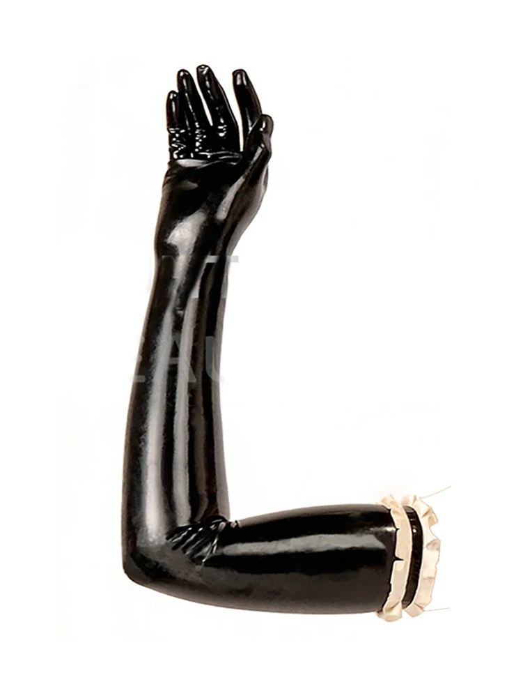 Latex Long  Gloves full cover hands Frills color  Seamless finger and custom-made Ruffles