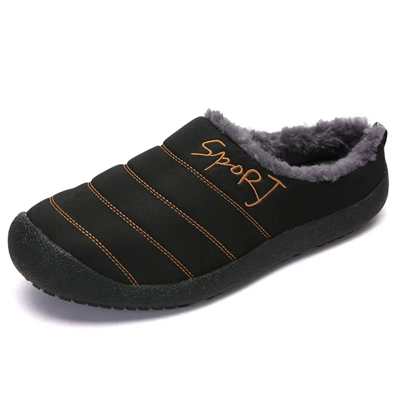 Winter Home Men Slippers With Thick Plush Indoor Mens Fur Slides Plus Size 47 Warm Bedroom Men's Shoes House Slipper Shoes Male fur slippers plush slippers