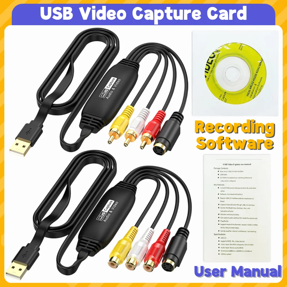 Video Capture Card USB Video Capture Card VHS TV DVD VCR USB To AV Video Capture Adapter RCA To Converter For Mac PC Video Converter