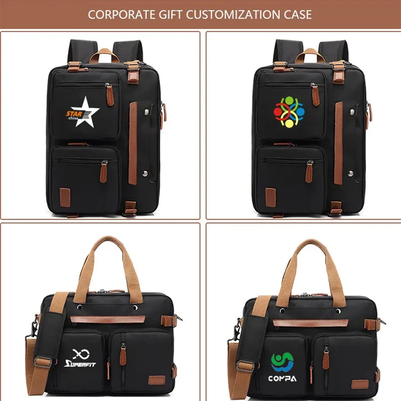 Customized men's backpack nylon waterproof work backpack 15.6/17.3-inch laptop bag printed logo company pattern 6