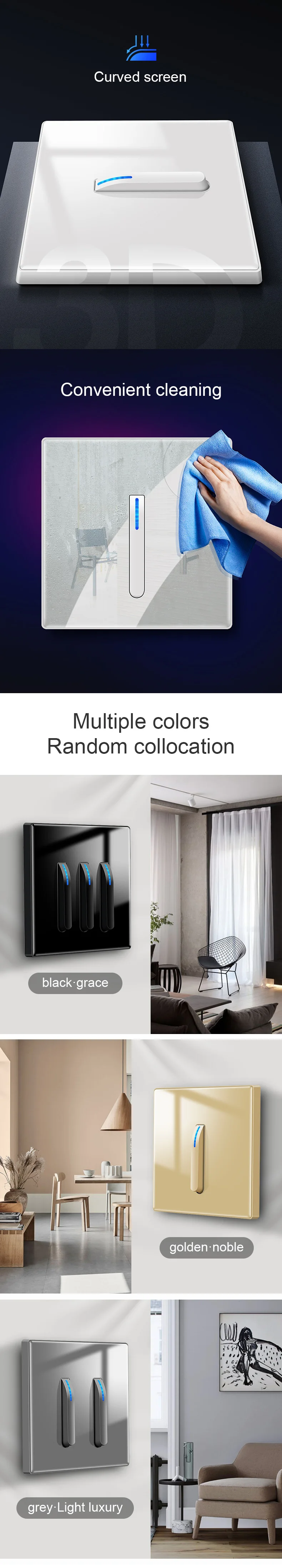 Modern light switch crystal glass design