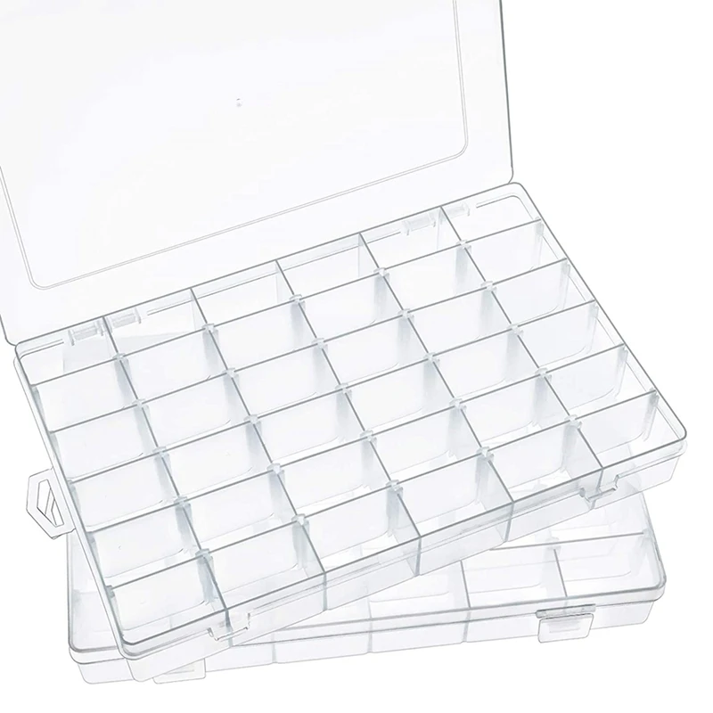 

HOT SALE Plastic Storage Box,2 Pack 36 Grids Storage Container With Lid And Adjustable Dividers For Art DIY Diamond Painting
