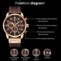 Montre chronographe à quartz pour homme CURREN 8291, montre-bracelet décontractée en cuir, style militaire, sport, mode, gentleman 6