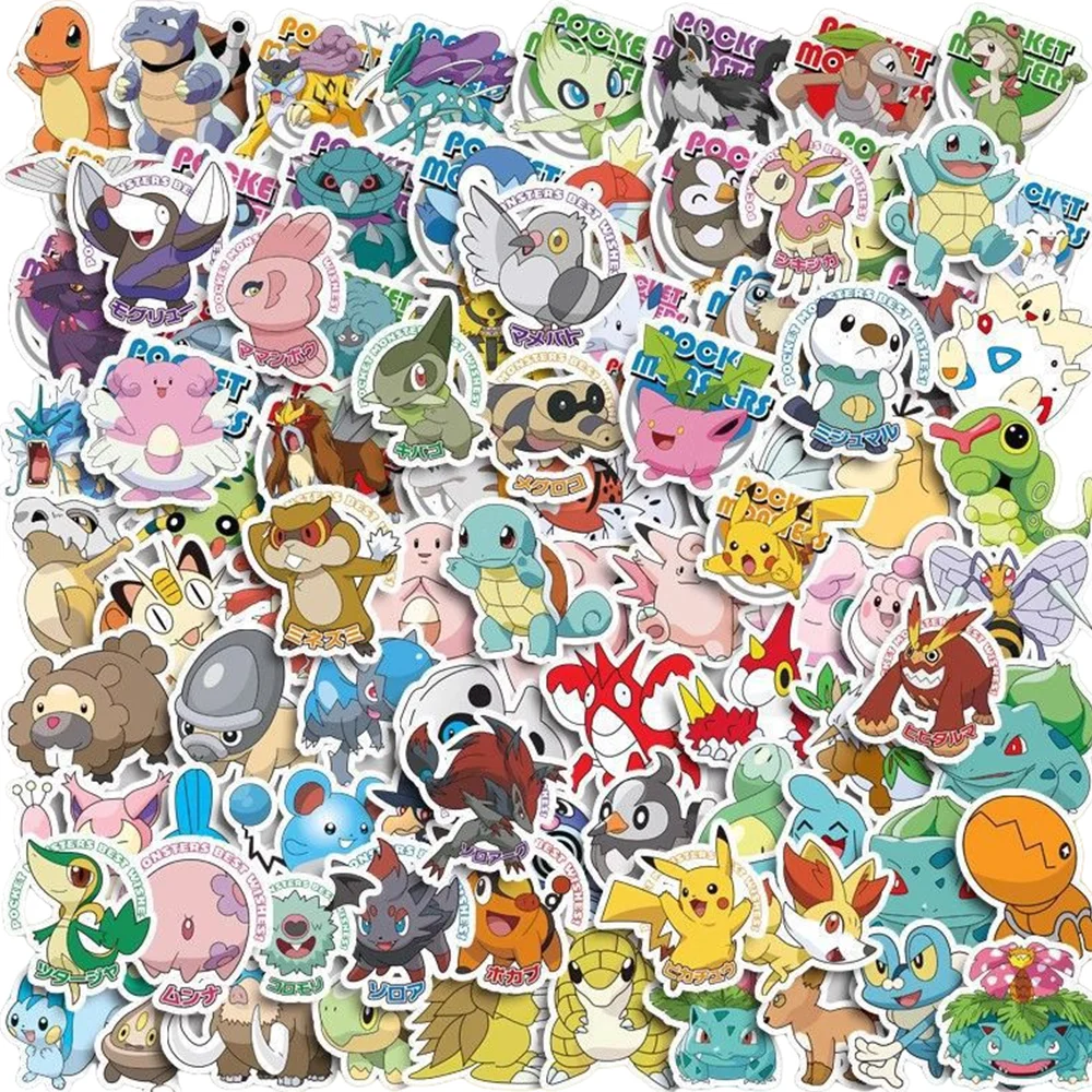 Cute Anime Pokemon Stickers for Kids Toys Waterproof Graffiti Decals Laptop Motorcycle Stationery Sticker Decoration 100PCS pokemon stickers