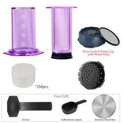 Portable French Press Coffee Maker - Transparent Espresso Coffee Pot with Filters (Purple Aeropress kk)