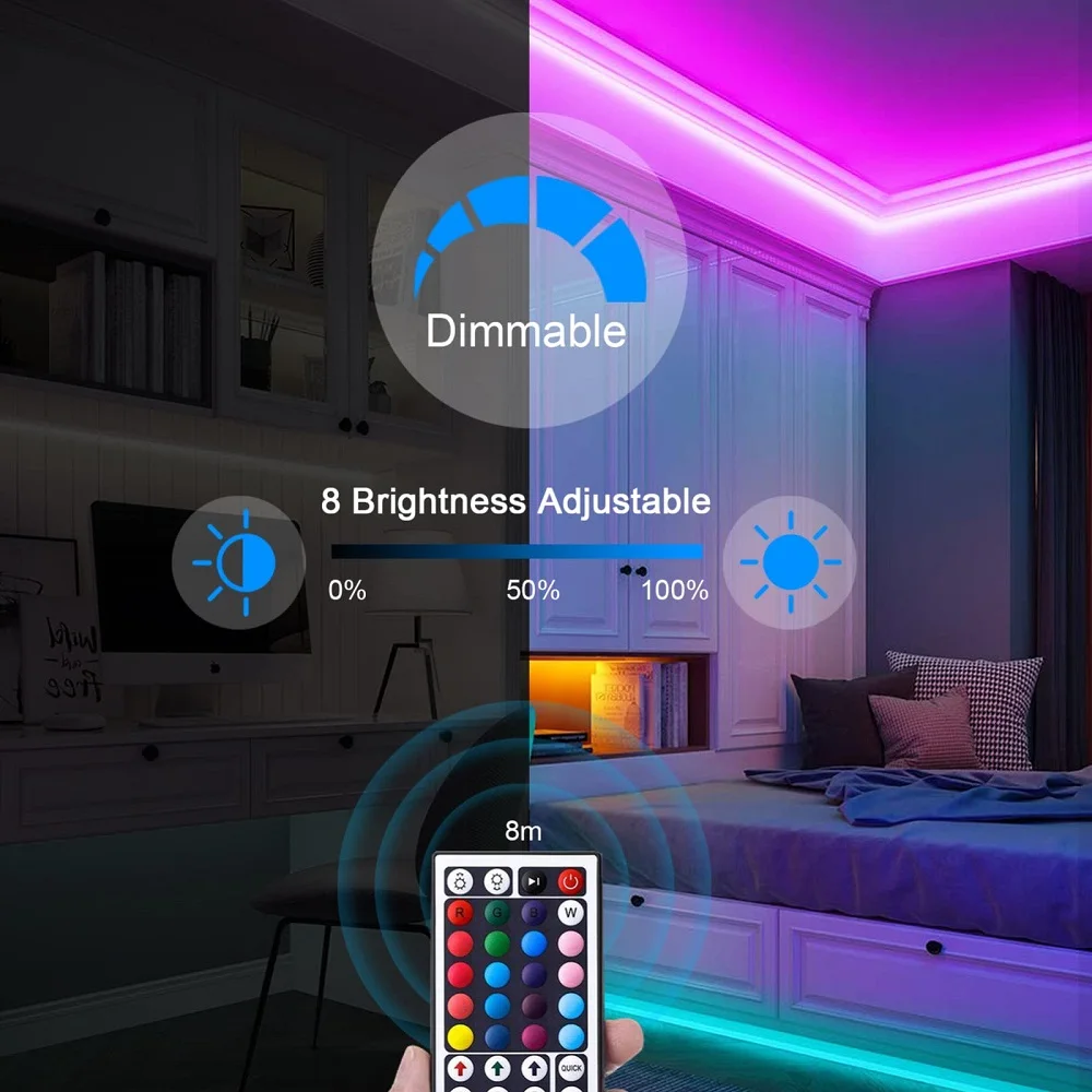 USB 1-30M LED 라이트 스트립 RGB 5050 블루투스 APP 제어 Luces Led 색상 변경 조명 음악 동기화 파티 PC 거실