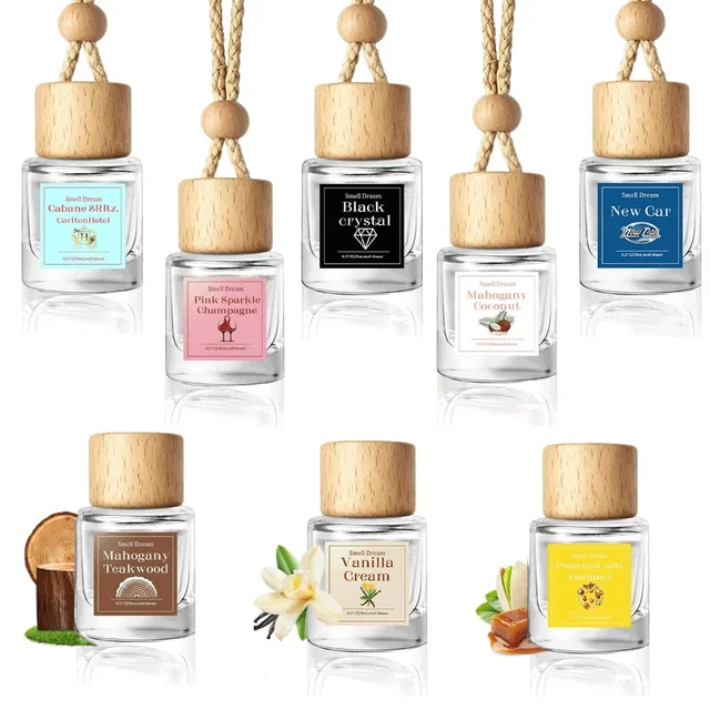 2 Pack Car Air Freshener Diffuser 2 Pack Hanging Air Freshener Diffuser - Vanilla Cream Fragrance Oil Air D iffuser for Car 1