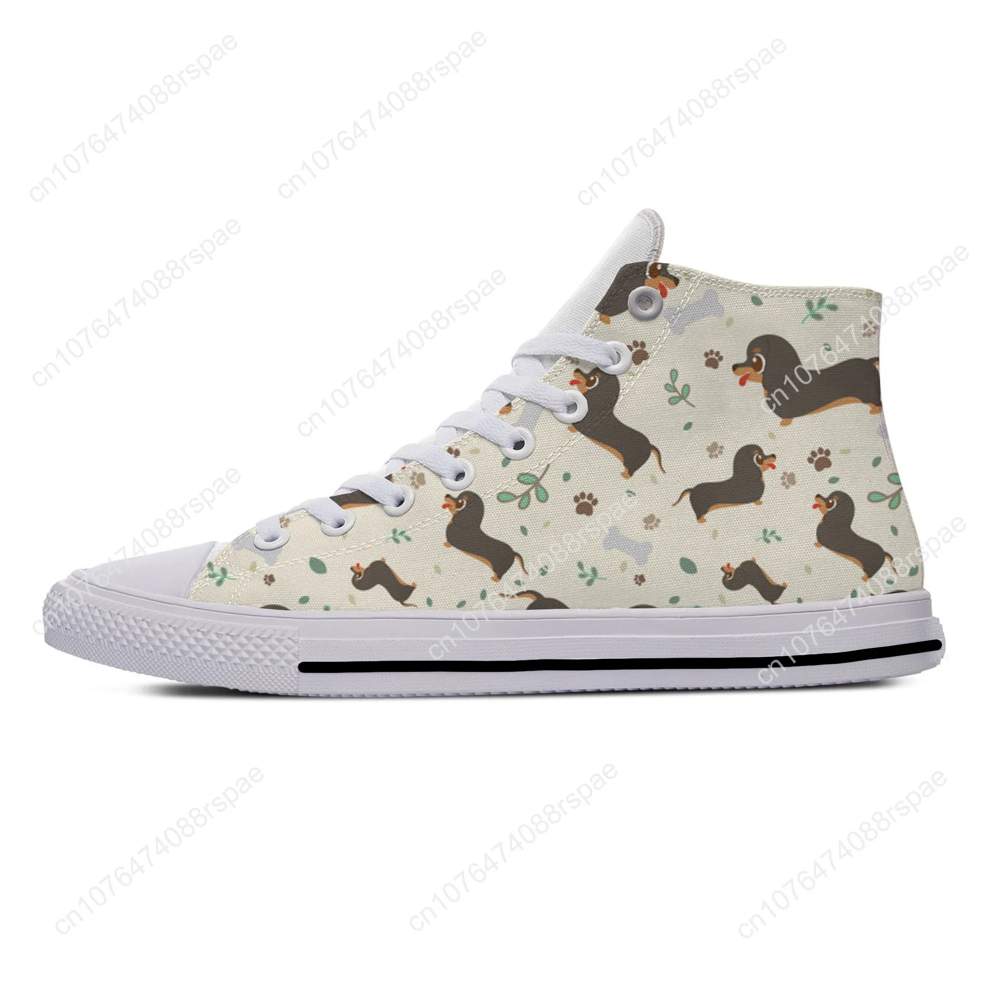 Dachshund Pug Teckel Cartoon Dog Animal Cute Casual Shoes High Top Lightweight Breathable Female Men Women Sneakers Board Shoes