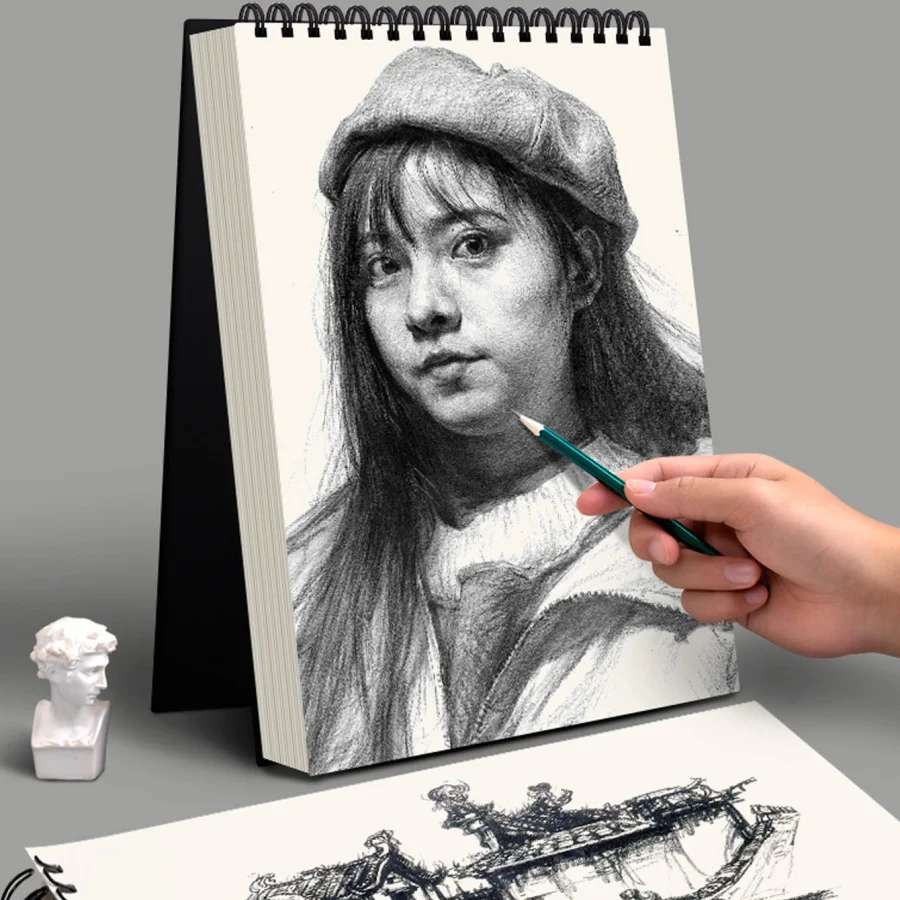 단일 사양 블랙 아트 스케치북, 스프링 제본 디자인 드로잉 북, 스케치 및 Q3465용 실용적인 미술 공예 용품