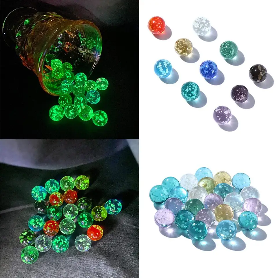 SHIQUAN 40 Pezzi Biglie Colorate di Vetro, 16mm Biglie di Vetro per Bambini, Per Giochi di Flipper, Decorazioni per La Casa, Adatto ai Bambini dai 4 Anni in su(10Colori) (40 biglie, 10
