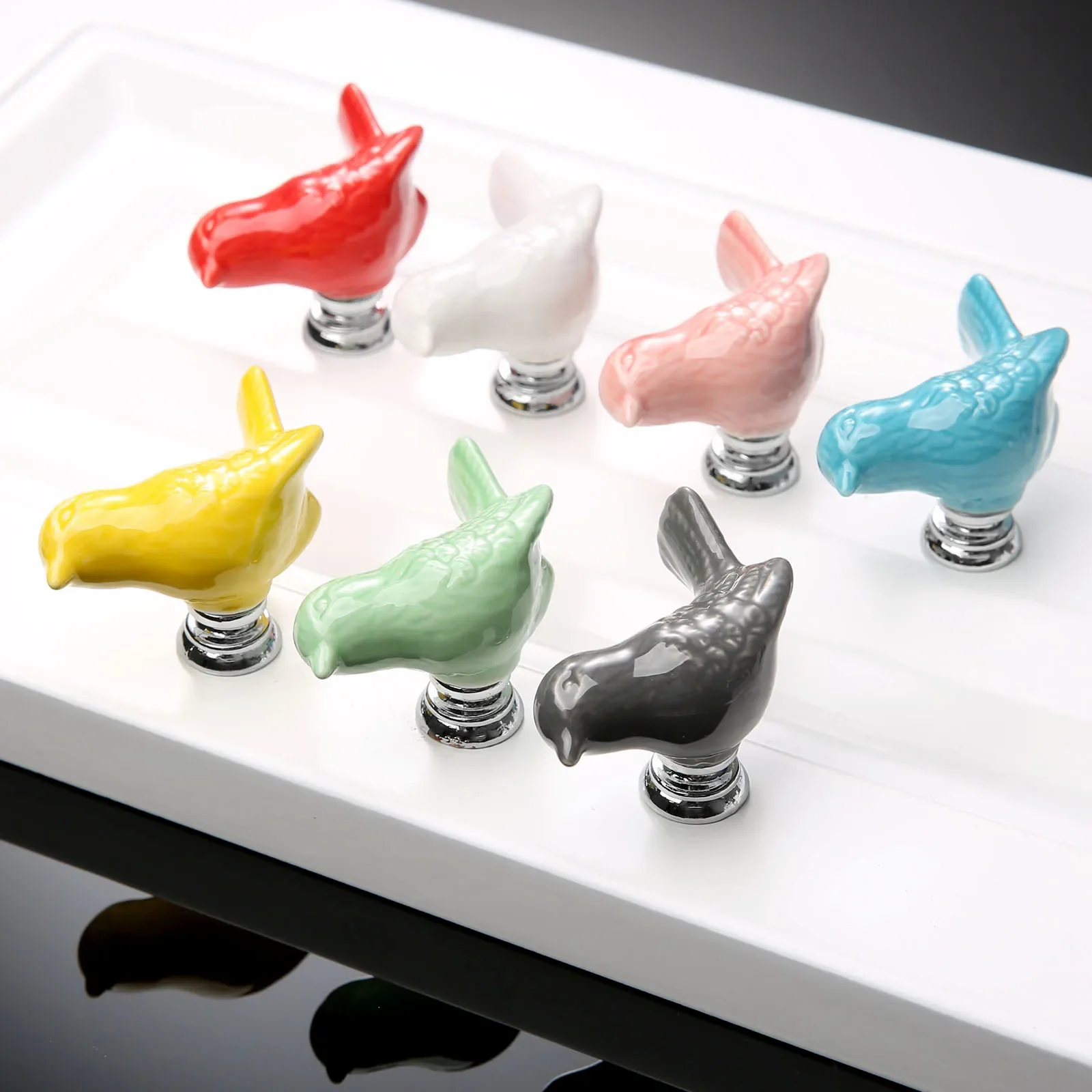Ceramic Handle Bird Knob Kitchen Cabinet Cupboard Door Handles Drawer Dove Knobs Pull Pigeon Handles Furniture Home Decoration