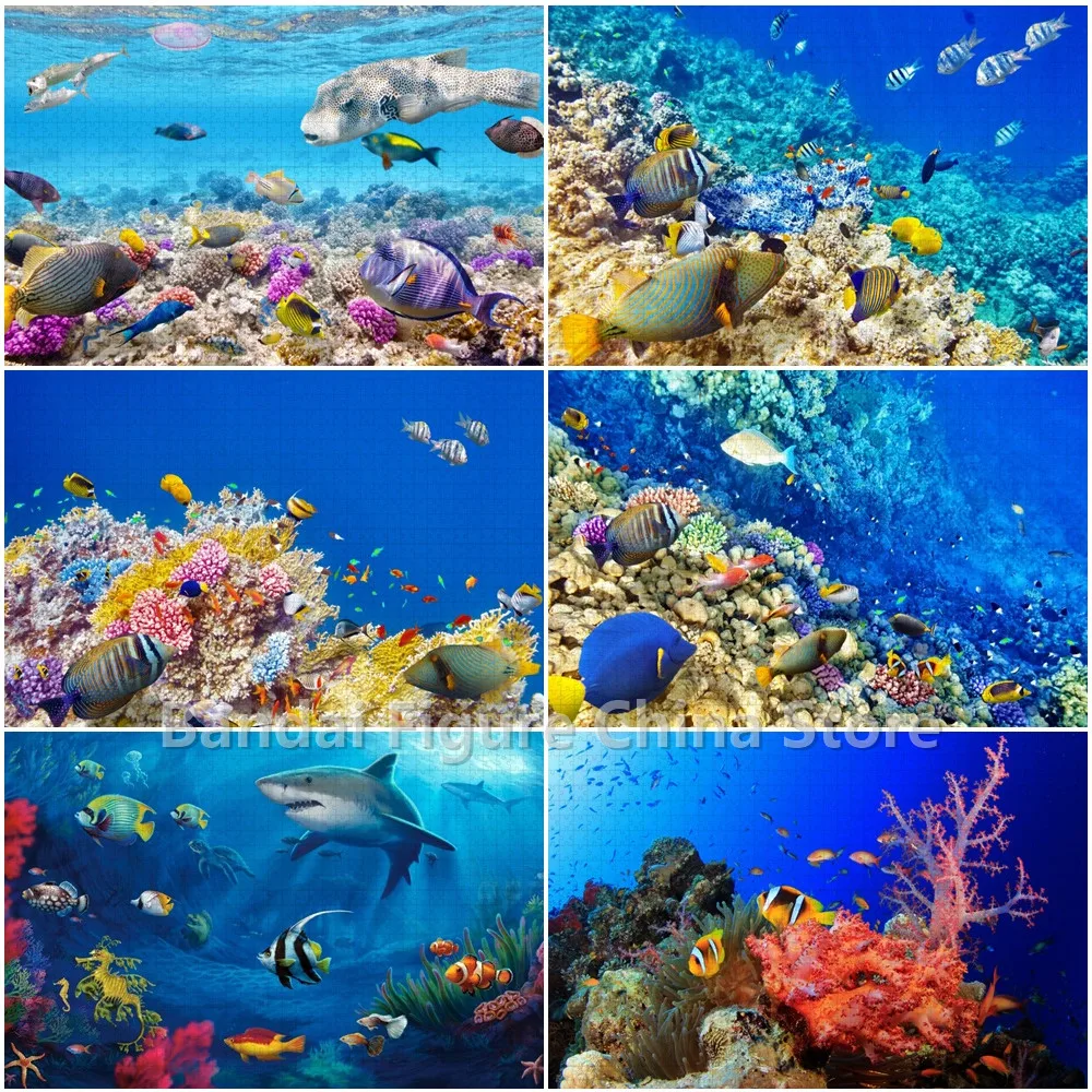 

Underwater World Ocean Landscape Print Puzzle Whale Turtle Animals Diy Assembled Jigsaw Puzzle Educational Toys Gifts Pictures