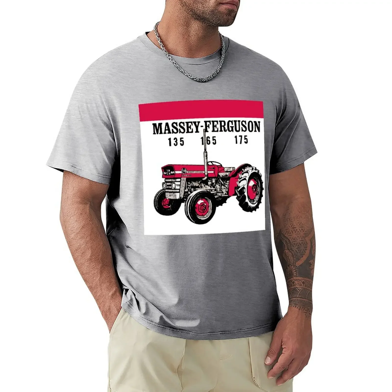 Massey-Ferguson Tractor 135 165 175 T-Shirt Ragazzi Animal Print Oversize Plain Black T-Shirt Uomo