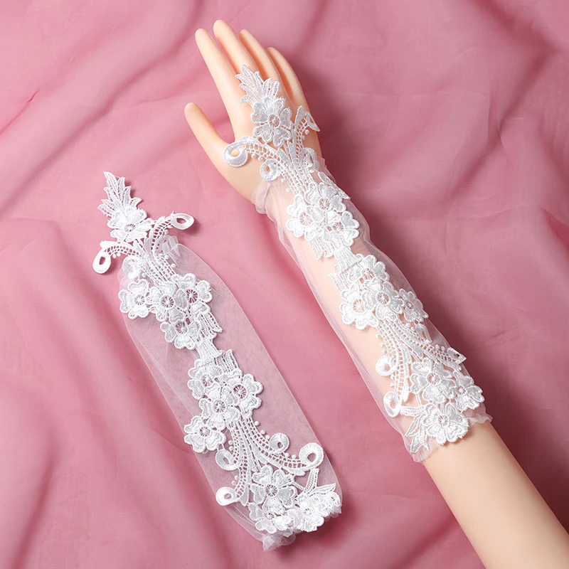 Bride Wedding Dress Lace Gloves Open Finger