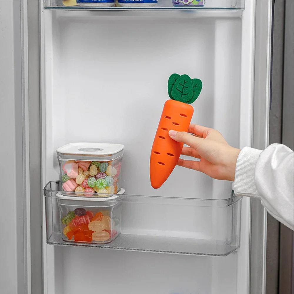 Refrigerator Deodorant Box Creative Carrot Wall-mounted Freezer Activated Carbon Bamboo Purification Charcoal Bag Home Freshener