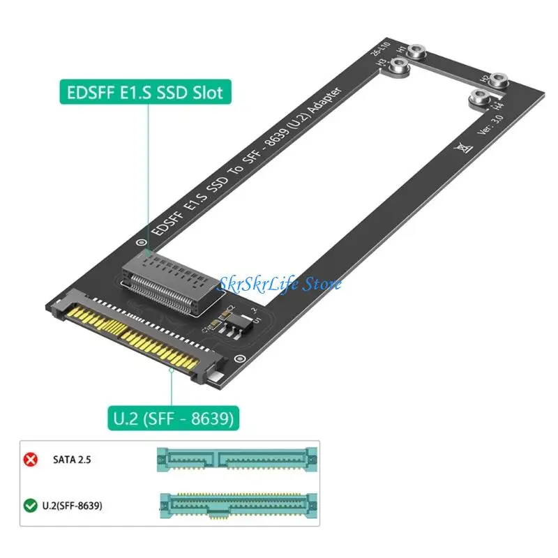 E65E EDSFF E1.S SFF8639 U.2 변환기 카드는 빠른 속도의 NVMe 드라이브 성능에 최적화되었습니다.