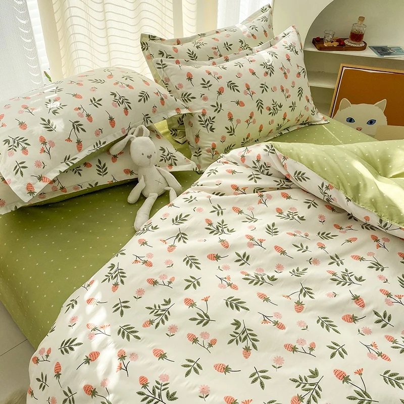 Bedding Set 2 Bedrooms Sheet Duvet Cover Linens Bedspread Euro Nordic 150  Cute 150x200 220 × 240 Floral King Luxury 160x200