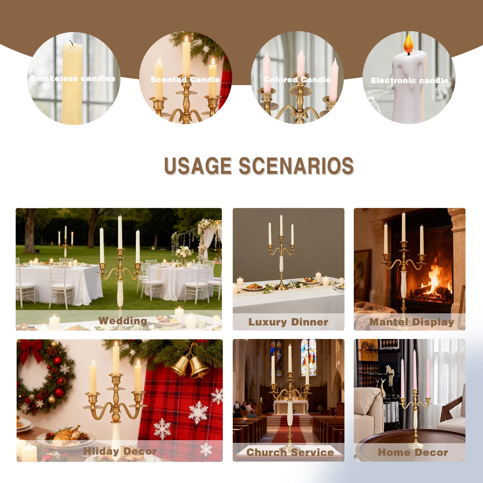 3/5 Heads Metal Candelabra Candlestick Candle Holder Candlestick Candleholders for Wedding Dining Table Xmas Party Home Decor