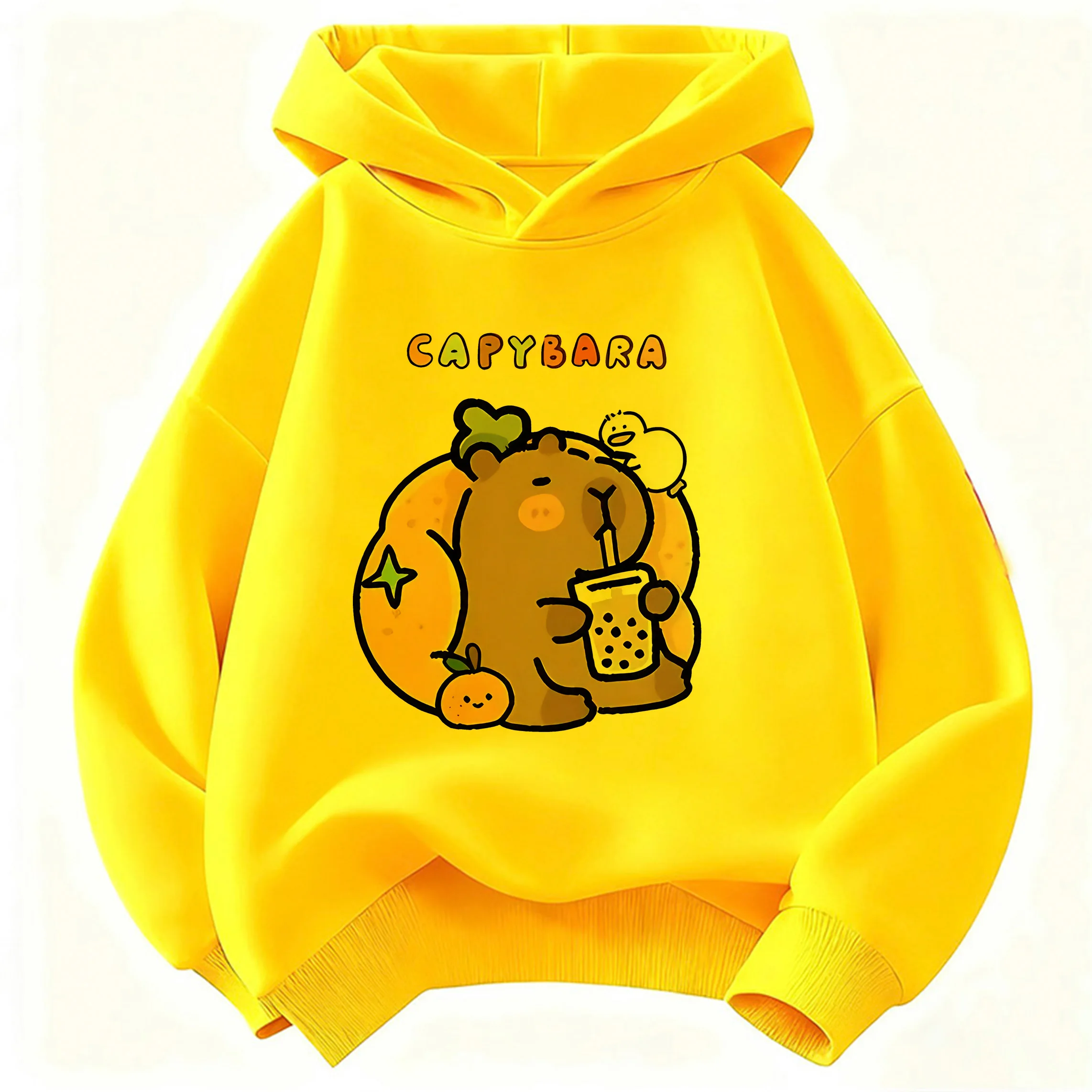 Capybara Juice Lover Children's Cute Harajuku Hoodie - Spring Casual Sweatshirt