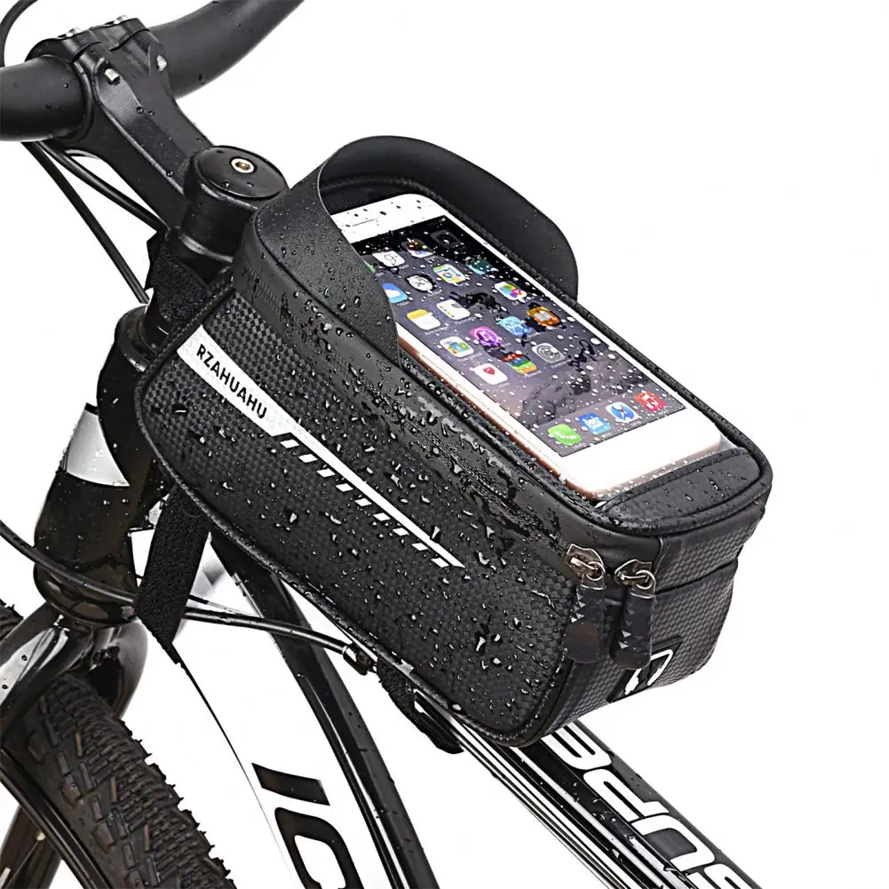 

1.5L Top Tube Bag High Capacity Touch Screen Light Baffle Design Earphone Hole Water-Resistant Front Frame Bag Cycling Supplies