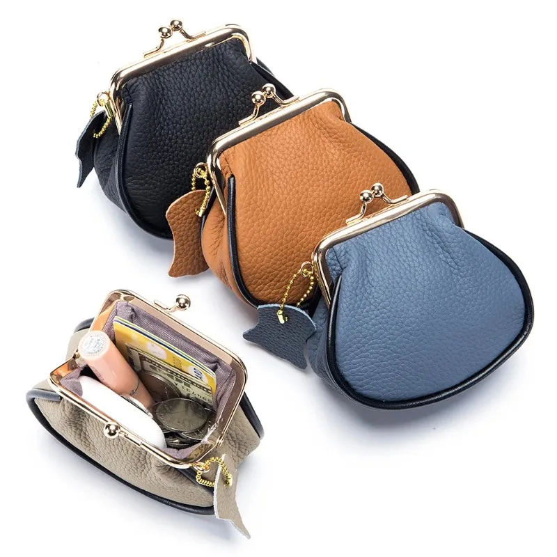 

URBAN MASTER Litchi Pattern Coin Purse for Women Genuine Cow Leather Creative Mini Storage Clip Bag Fashion Card Holder 2030