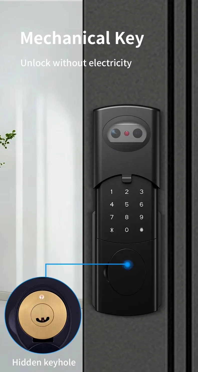 Intercom Face Recognition Tuya Wifi Fingerprint Code RFID Card Smart Lock with D