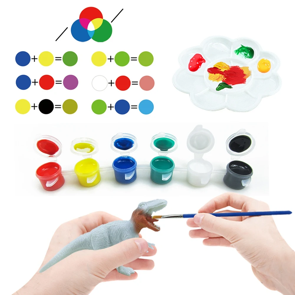 Baby-43PCS DIY 페인트 공룡 흰색 빈 모델 손 그림 공룡 낙서 게임 패드