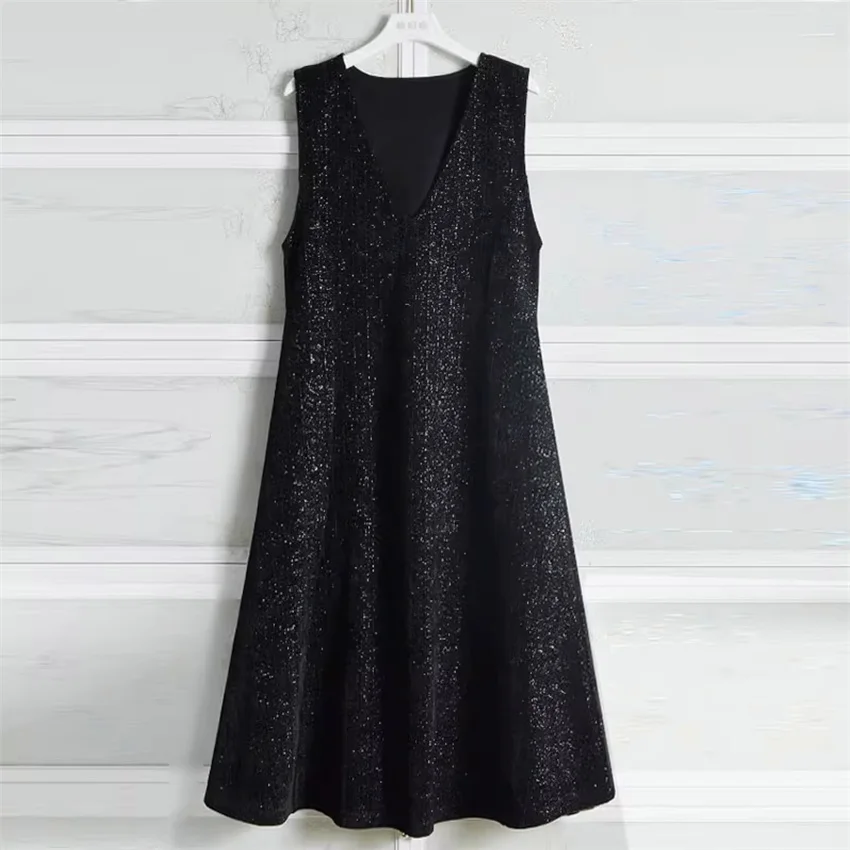 

2023 Autumn Winter Tank Dresses Elegant Women Sleeveless Liangsi Dress Party Dress Midi-Long Dress Vestidos Bottomings WZ2298