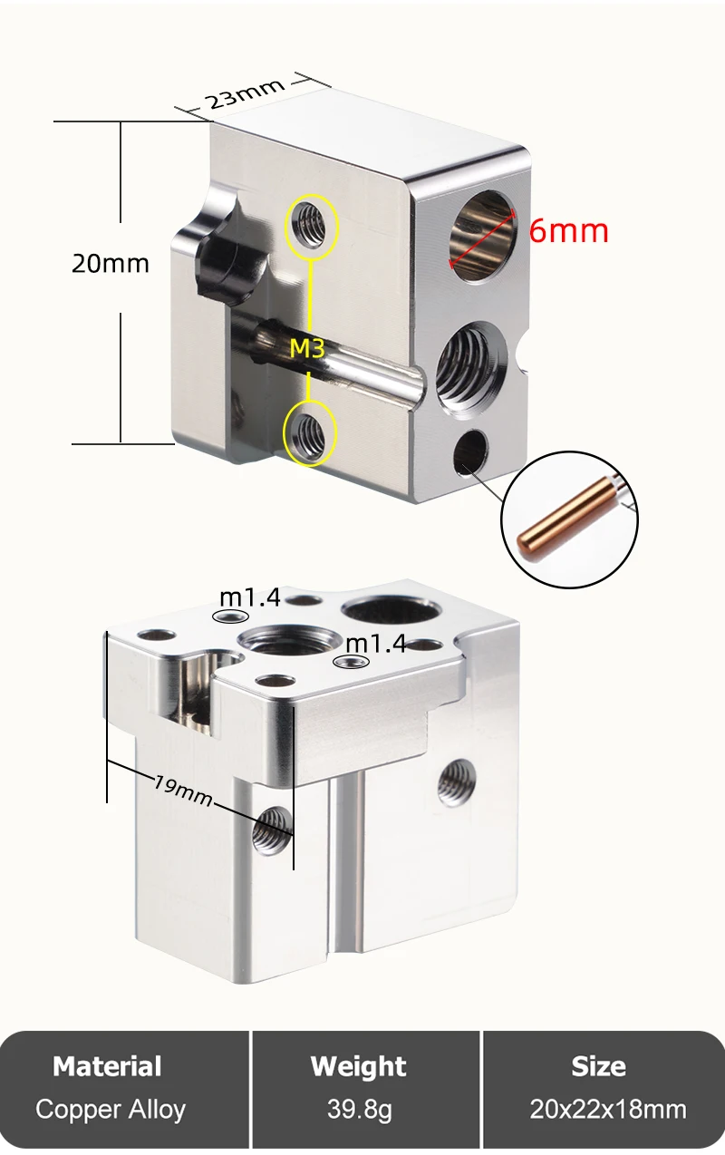para Impressora 3D, Compatível com Drag-on V6 Hotend, Alta Qualidade