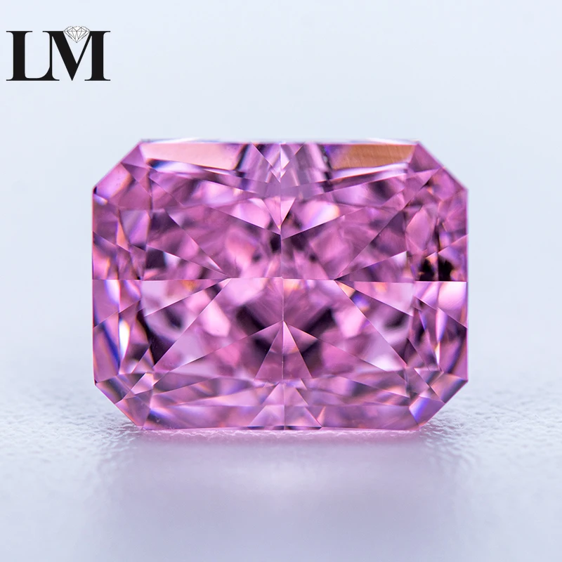 

Cubic Zirconia Synthetic Gemstone 5A Grade Pink Color Radiant Shape 4k Crushed Ice Cut Lab Zircon Stone for Charms Women Jewelry