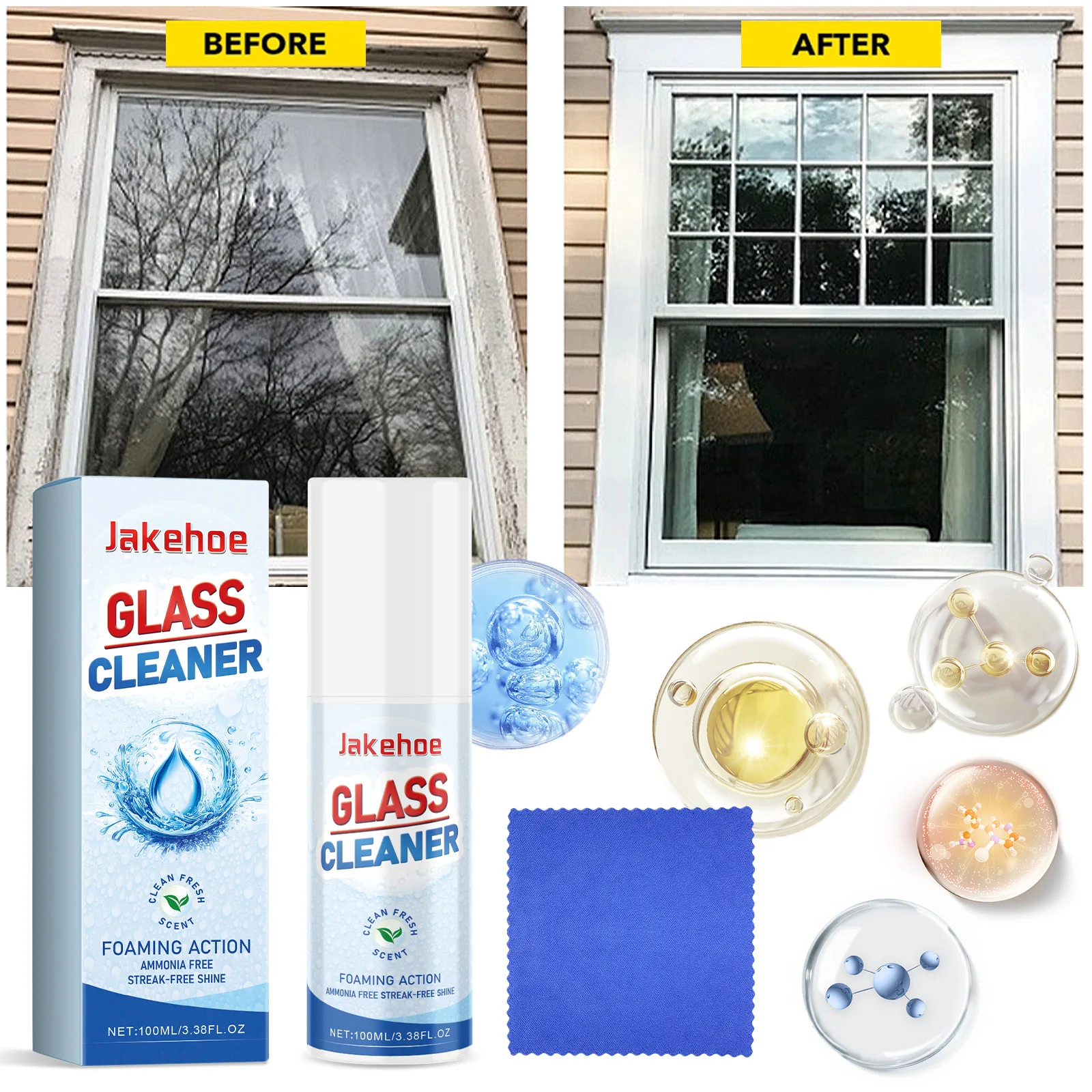 1/2/3/5Set Glass Cleaner Powerful Dust & Stain Remover Crystal Clear Mirror Finish Eco-Friendly Professional