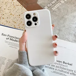 Sleek Ceramic White Liquid Silicone Phone Case - Ultra Thin & Anti - Drop Protection - iPhone 15 Pro Max (Ceramic white)