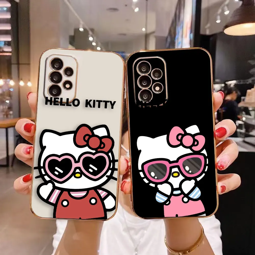 

Cover Smooth E-TPU Phone Case For Samsung A73 A72 A71 A54 A53 A52 A51 A33 A32 A23 A22 A13 A12 5G Case Funda Cool Cute Hole Kitty