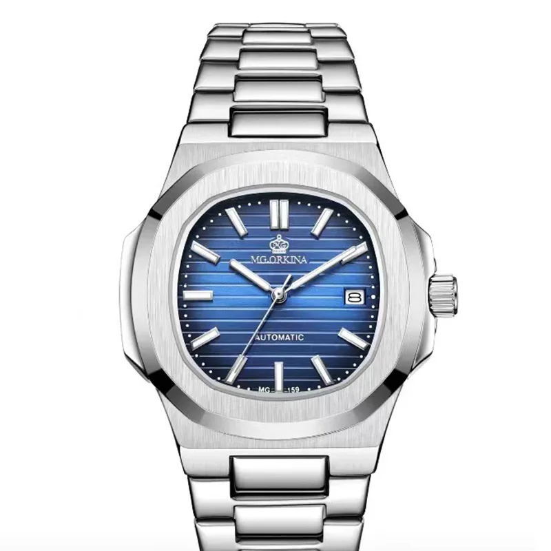 

Men's Automatic Mechanical Watch Movement Green Luminous Blue Dial Waterproof Sports Elegant Men's Watch Waterproof Clock NEW