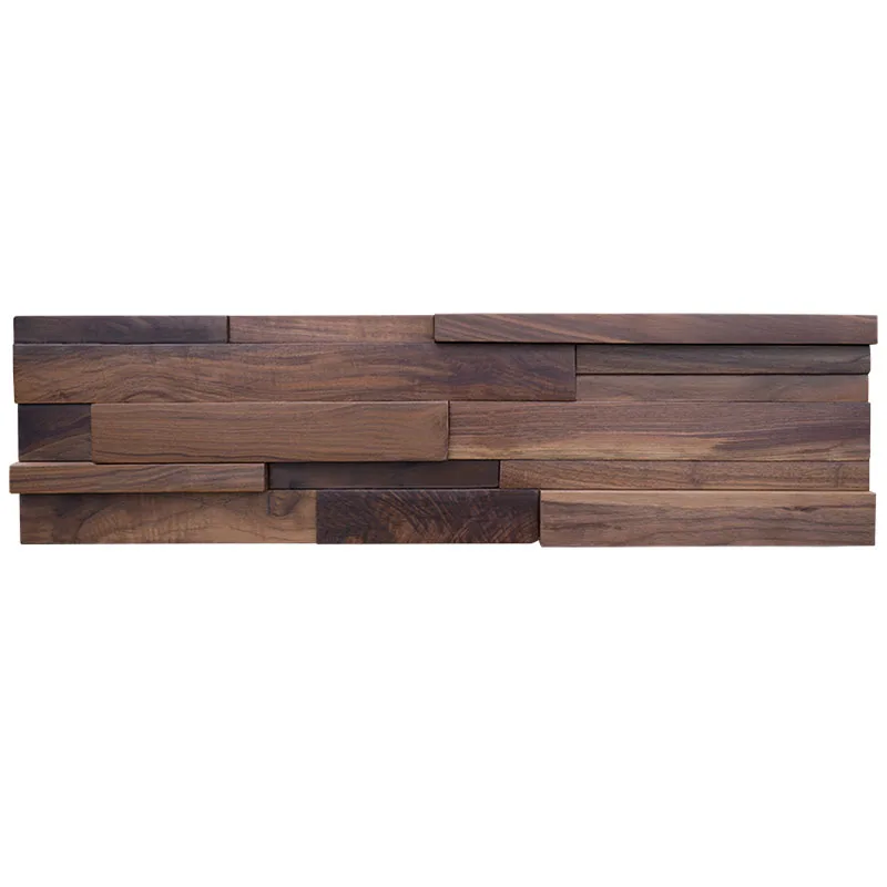 thumbnail image 1 of Panel de listones de madera de nogal negro de alta gama para clientes de Arabia Saudita, panel de madera 3D de 80 x 20 cm para decoración de pared para fondo artístico, 1 of 5