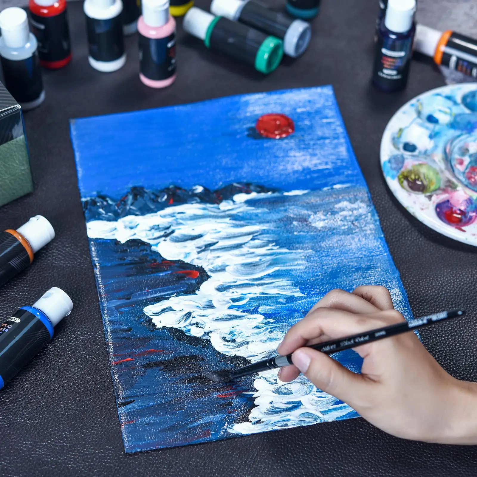 24색 패브릭 페인트 세트, 의류 DIY용 병입 아크릴 페인트, 가죽 공예용 풍부한 색소, 초보자를 위한 미술 용품