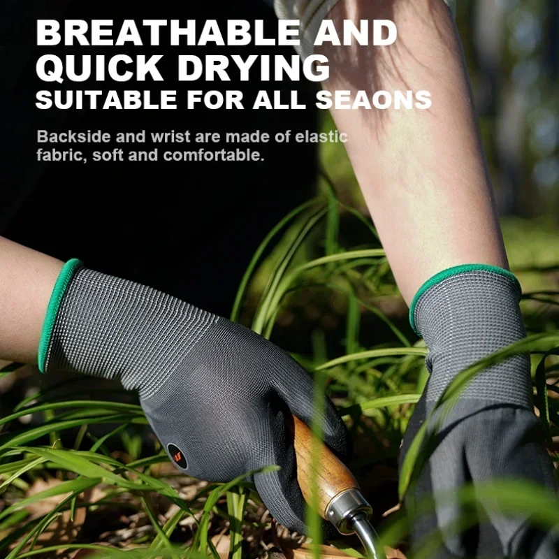 JIMIHOME Gardening Gloves Rose Pruning Proof Gloves Breathable Rubber Coated Gloves for Digging Planting Garden Tools 5